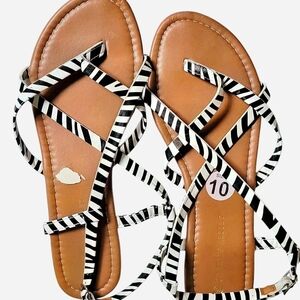 Charles Albert Zebra Strappy Sandals